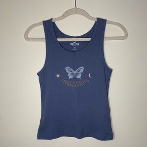 Hollister Blue Butterfly Tank Top